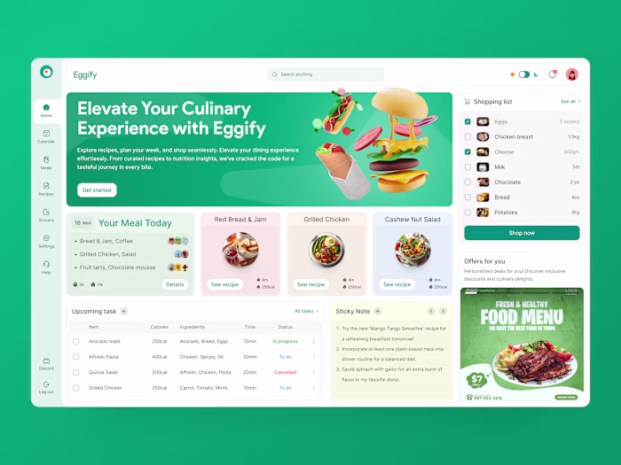 SaaS Food Dashboard - Daily Meal Planner