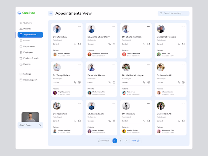 Patient Appointments View Dashboard