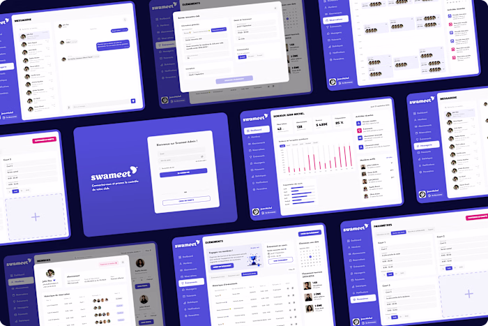 Swameet web dashboard – Admin panel for padel courts