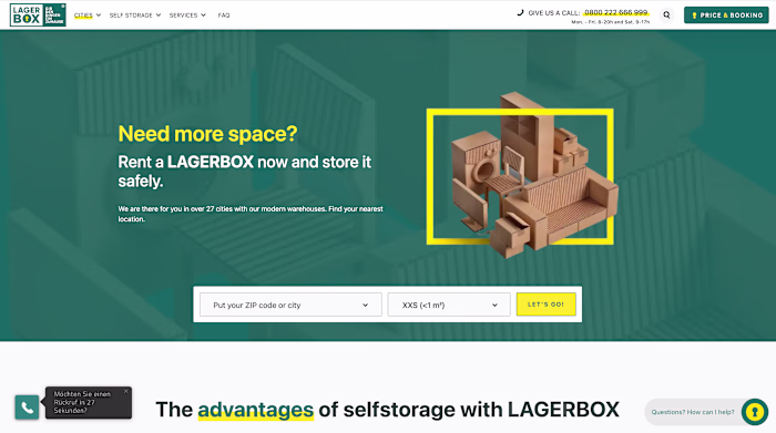 LagerBox Online Booking, Website and SSM development