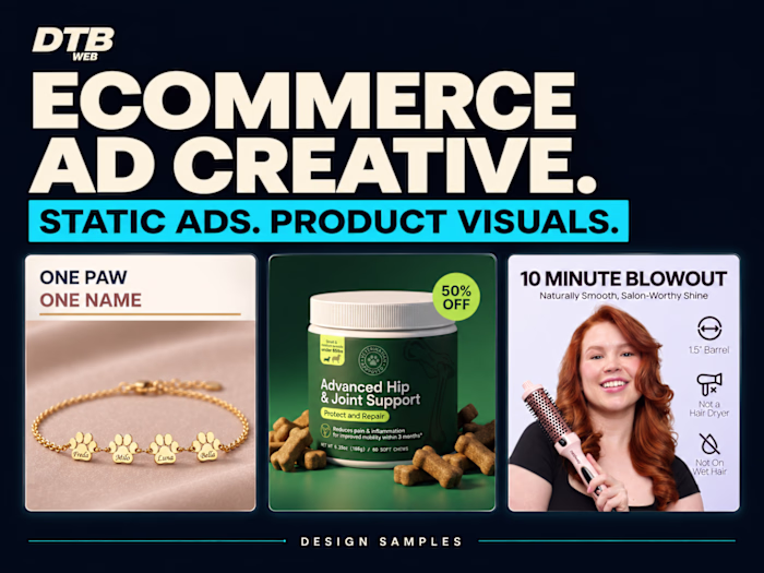 Ecommerce ad creative & product visuals — design samples
