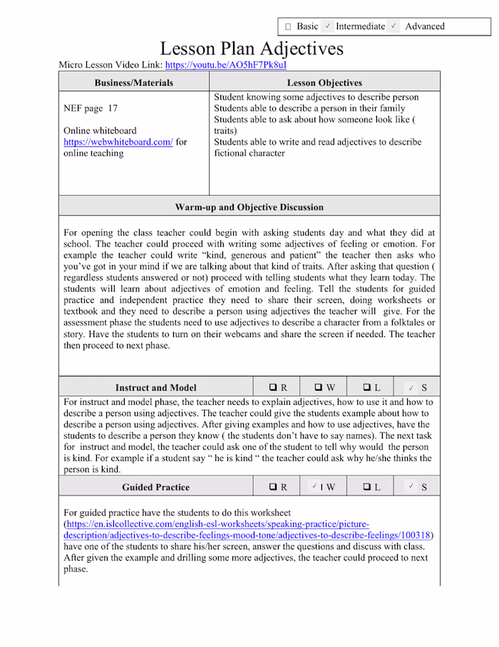 Technology-Enriched ReadingWriting Lesson Plan