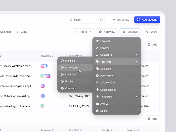 Dropdown Menu in one of SaaS Project at Microdose Studio