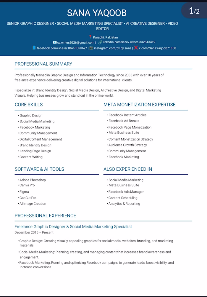 Designed a modern, ATS-friendly CV