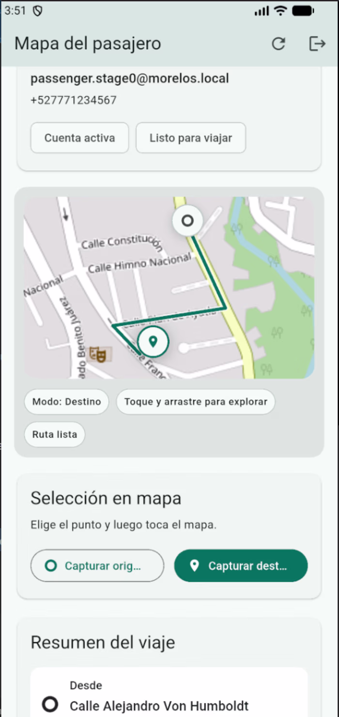 Mobile-first ride booking demo focused