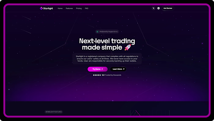 The Starlight landing page employs