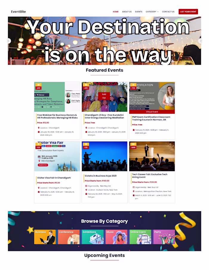 Event Page Using WordPress WooCommerce