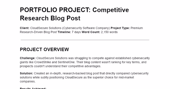 Competitive Research Blog Post for Cybersecurity Company
