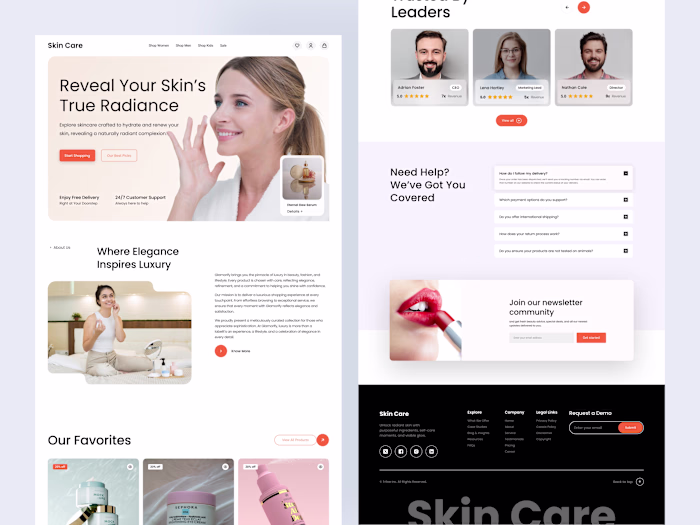 A luxury skincare landing page