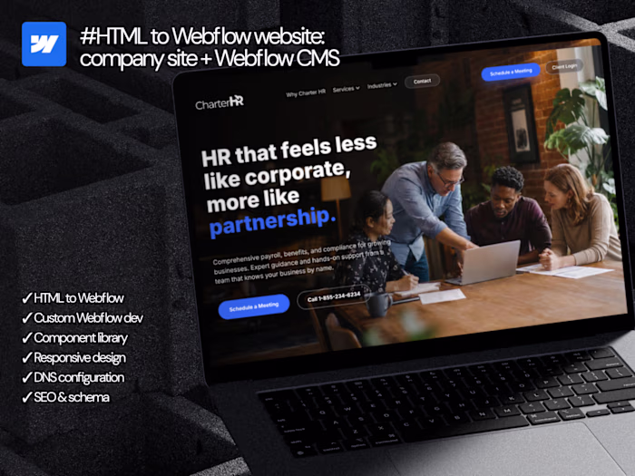HTML to Webflow Website: Company Site + Webflow CMS