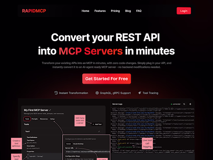✨ Design rapid-mcp Website Landing Page