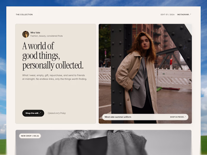 The Collection · Creator storefront Framer template