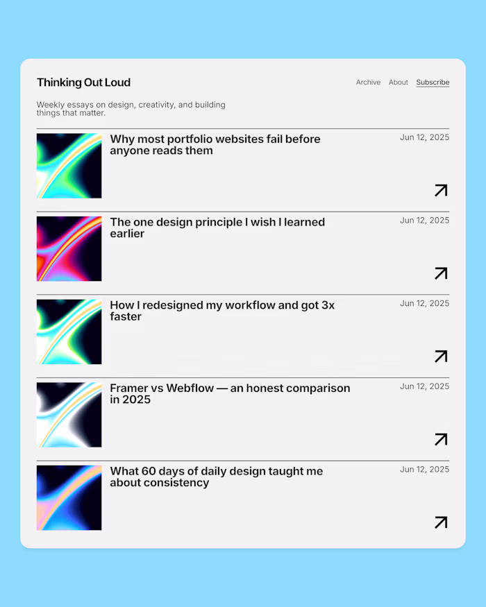 Blog post list UI design