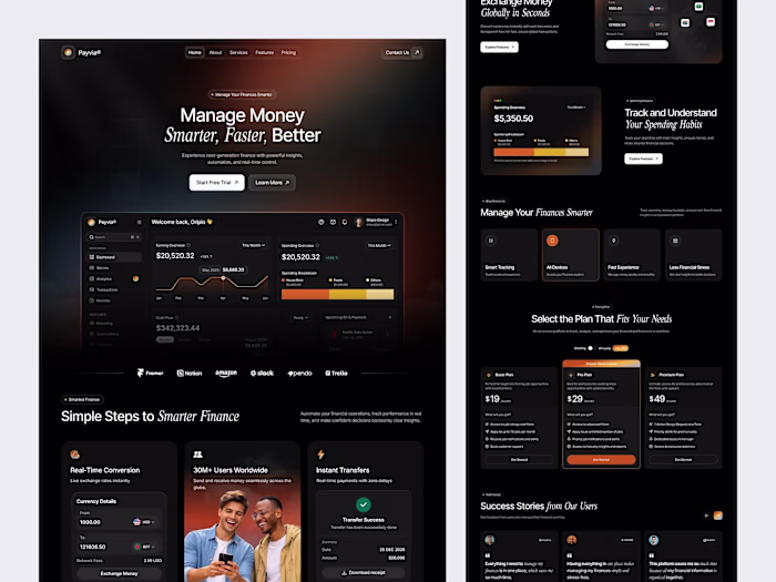 New finance SaaS landing page