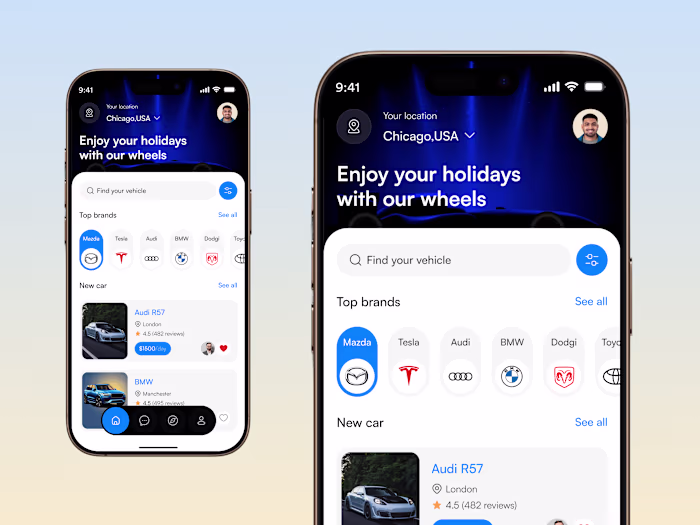 RentWheel- Smart Car rental Mobile App Design