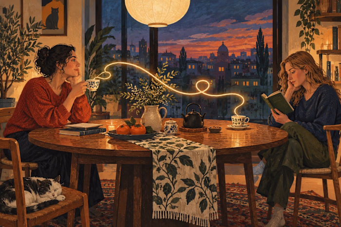 Quiet Connections & Finding a Voice — AI illustration studies