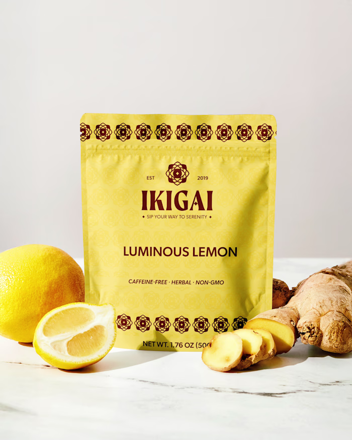 Luminous Lemon — Herbal Tea Packaging for Ikigai