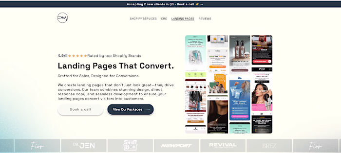 Landing pages for e-commerce brands