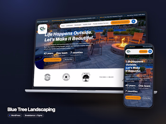 Blue Tree Landscaping | Figma + WordPress Breakdance Site