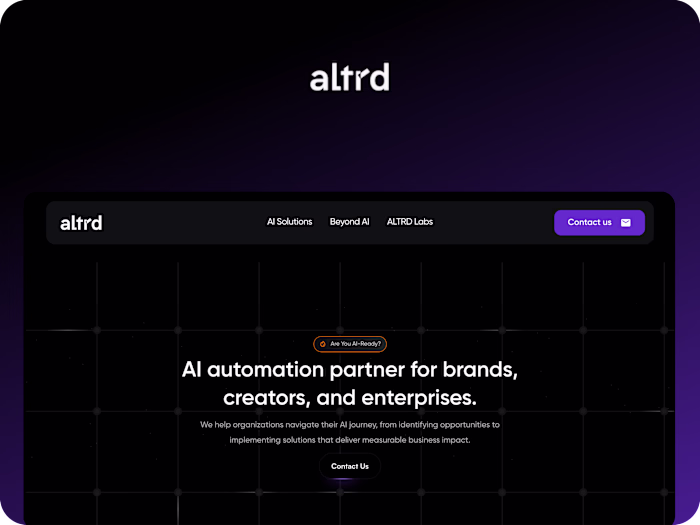 AltrdTech  Landing Page Design and Framer Development