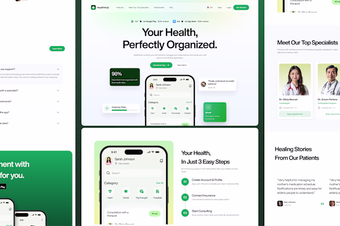Health Hub, patient friendly health app website