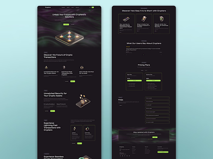 Cryptocurrency Solution Landing Page Design