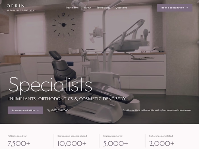 Dental Clinic Website Template for Framer: Orrin