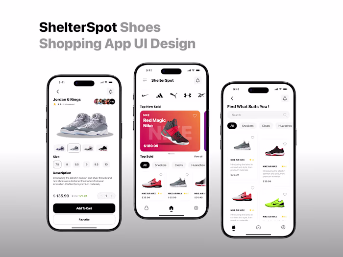 ShelterSpot Shoe Shopping App Design