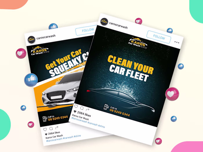 Social Media Posts For "KAROS Car Wash"