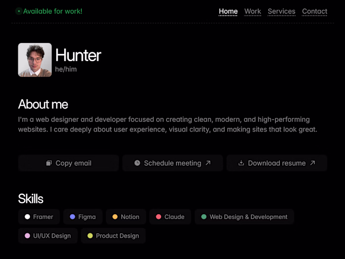 PopCard - Framer Portfolio Template