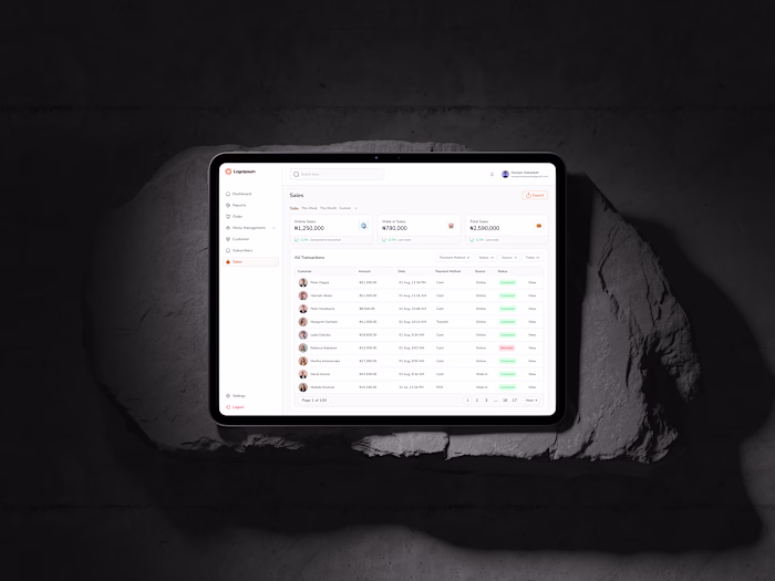 A dashboard interface exploring clean, human-centred transac...