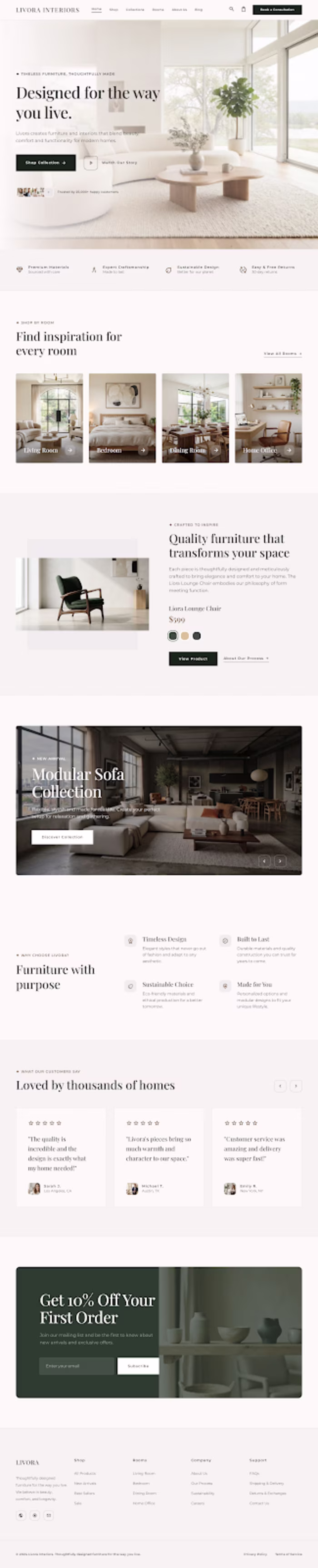 A minimalist furniture website designed