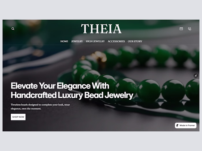 THEIA - Luxury Jewelry E-commerce Framer Template