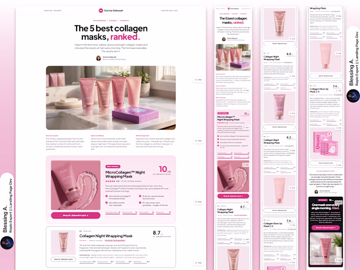 Listicle page built in Replo
The