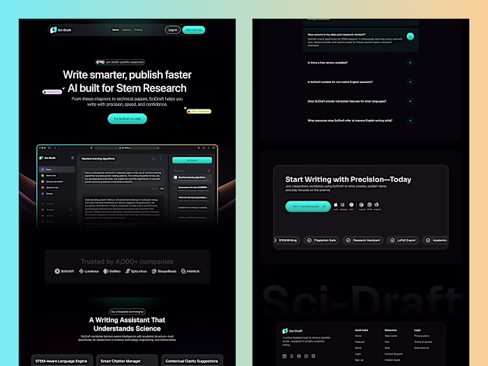 Sci-Draft Landing Page Case Study