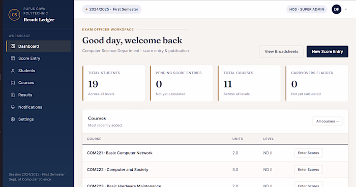 Result Management System — Rufus