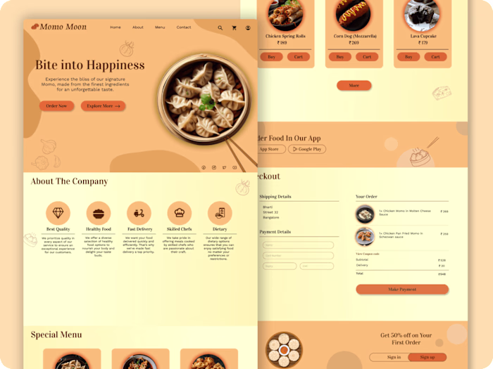 Momo Moon - Landing Page - UI/UX design - WebDesign