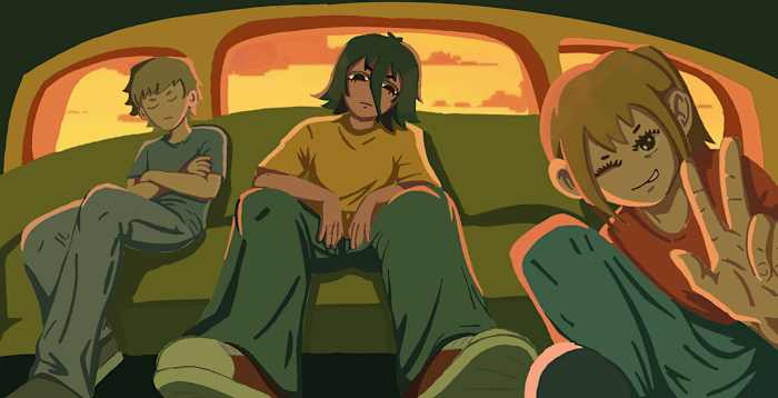 Three friends share a quiet
