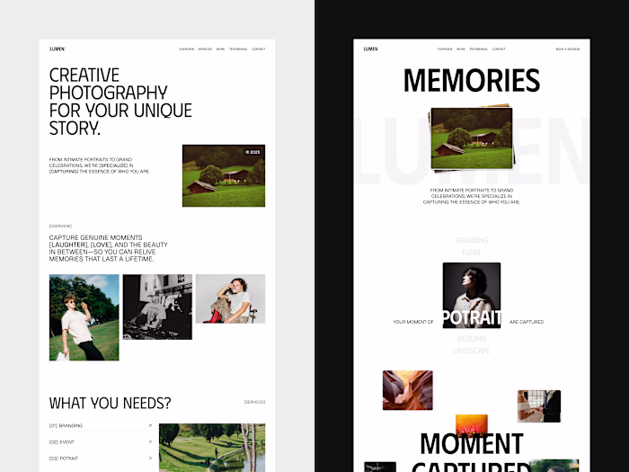 Lumen - Photographer Portfolio Landing Page