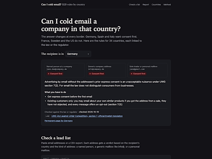 Can I cold email? B2B email rules for 34 countries