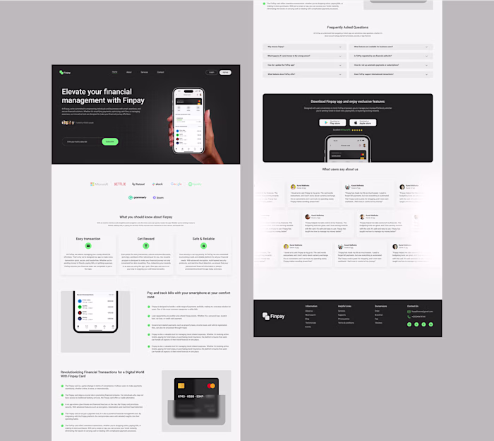 Fintech landing page