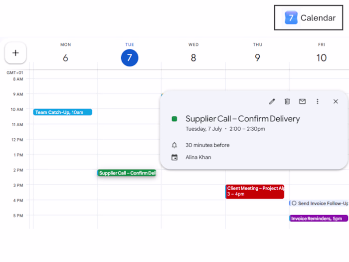 Calendar Event Setup (Google Calendar)