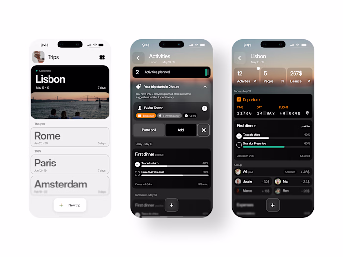 Recent travel app for an