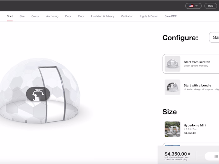 Hypedome - Created Configurator