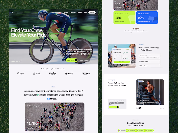Framer Landing Page Design for Cycling Community