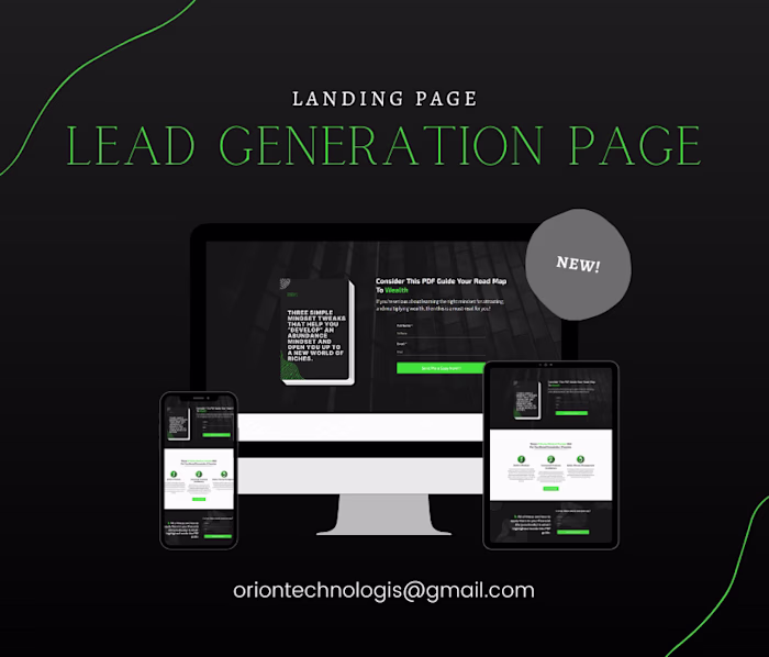 Lead Generation landing page for an e-book