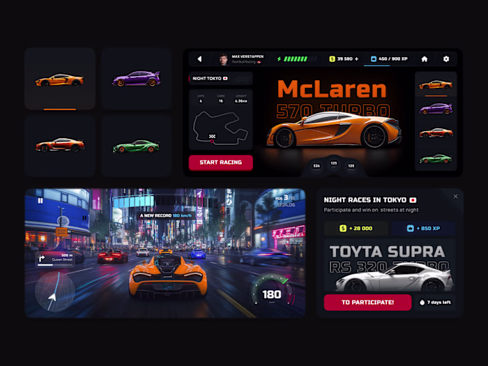 Car Racing Simulator UI Design