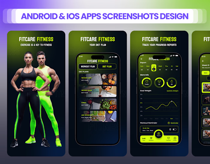 Screenshots design for iOS & Android Mobile Apps