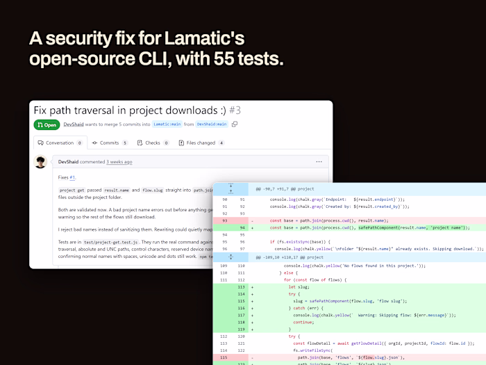 Closing a path traversal bug in Lamatic's CLI