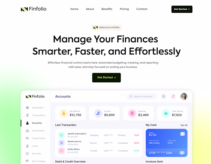 Working on a Fintech Website 💸